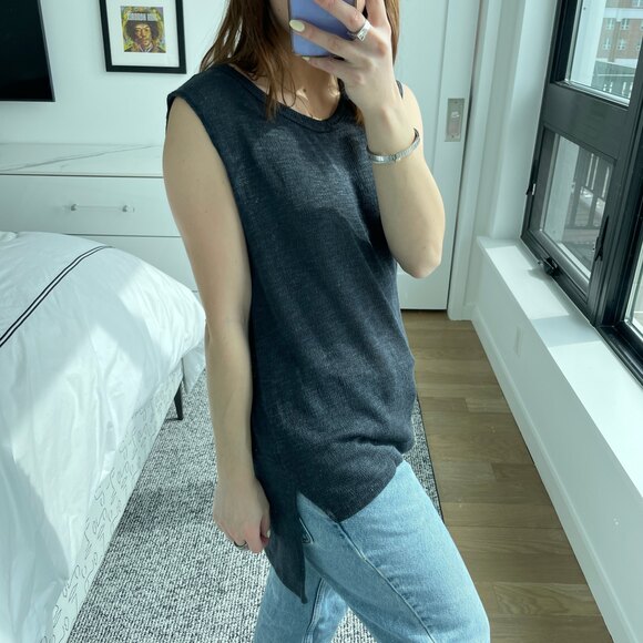 LNA Crew Neck High Low Hem Tank Top - Picture 4 of 7